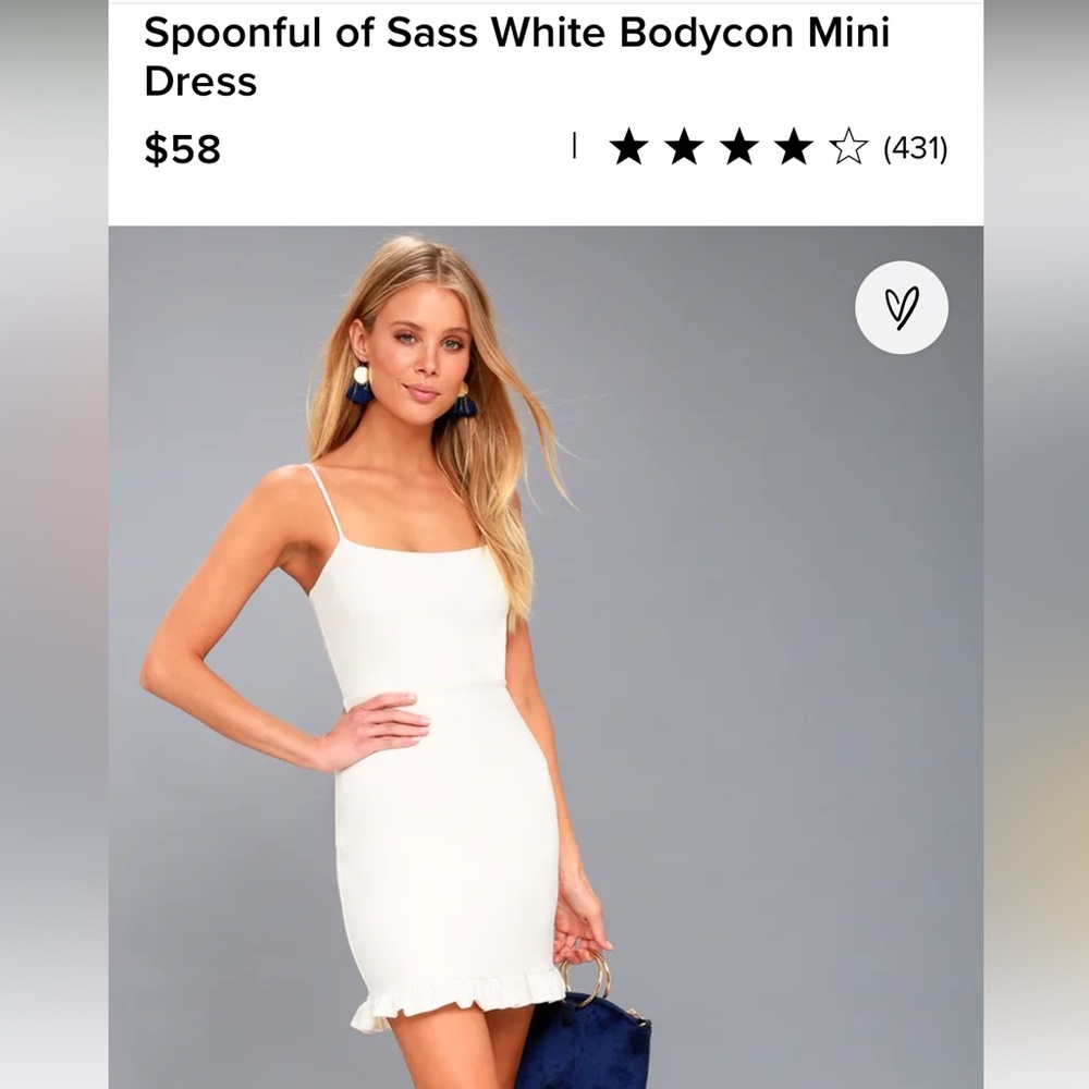 NWT Lulus Spoonful of Sass White Bodycon Mini Dress - S